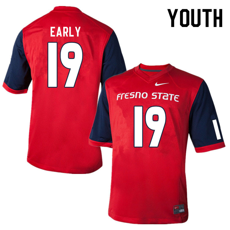 Youth #19 Jalan Early Fresno State Bulldogs College Football Jerseys Sale-Red - Click Image to Close